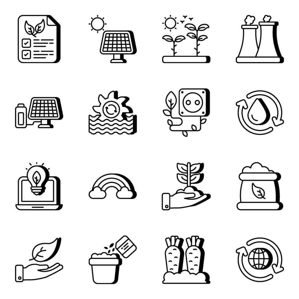 Pack of Ecology Linear Icons vector