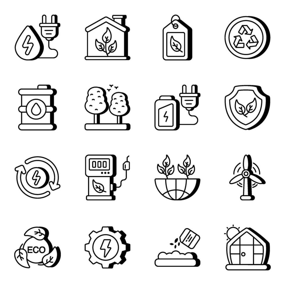 Pack of Eco Linear  Icons vector