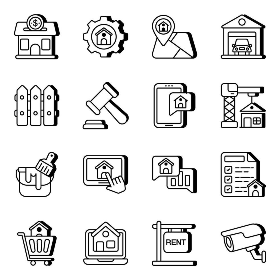 Set of Property and Estate Linear Icons vector