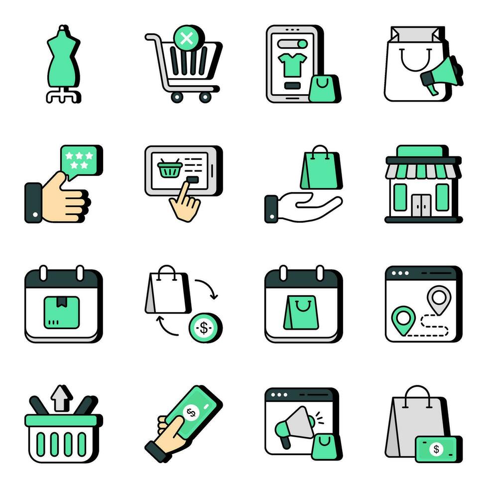 Set of Ecommerce Flat Icons vector