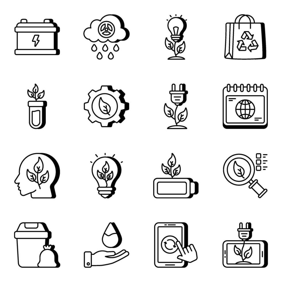 Pack of Nature Linear Icons vector