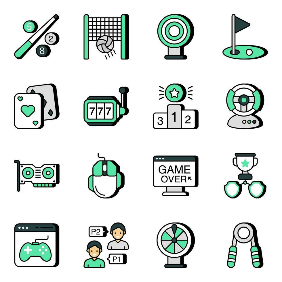 Pack of Sports Equipment Flat Icons vector