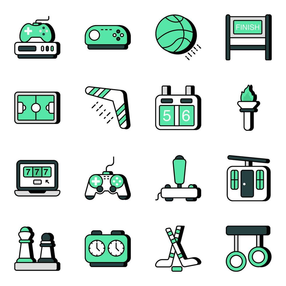 Pack of Sports and Game Flat Icons vector