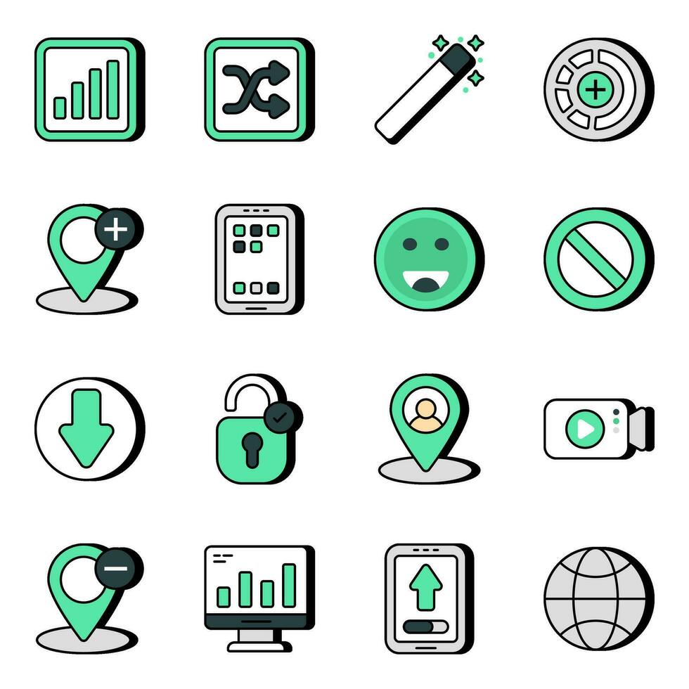 Pack of Business and Commerce Flat Icons vector