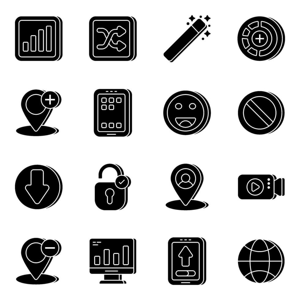 Pack of Business and Commerce Solid Icons vector
