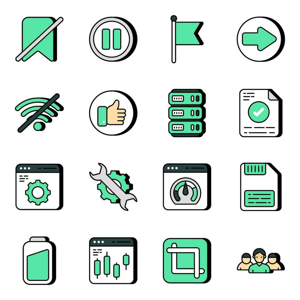 Pack of Ux and Seo Flat Icons vector