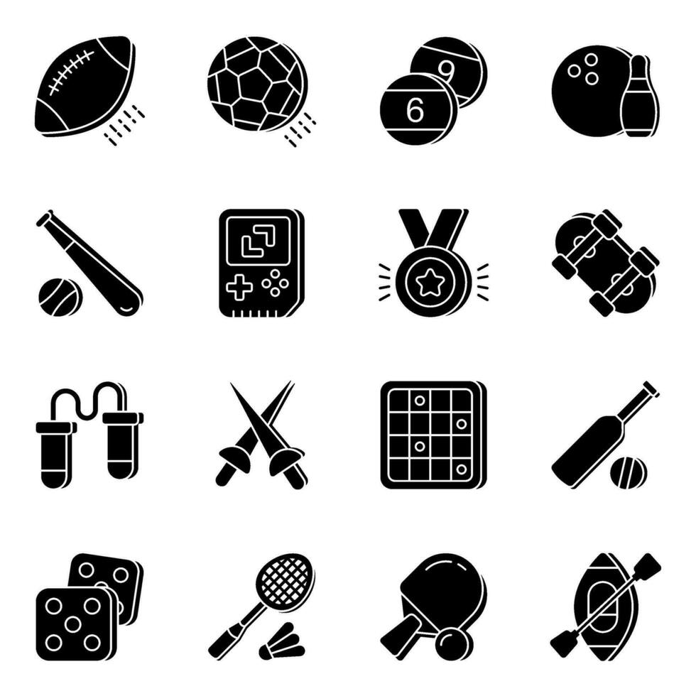 Pack of Sports Solid Icons vector