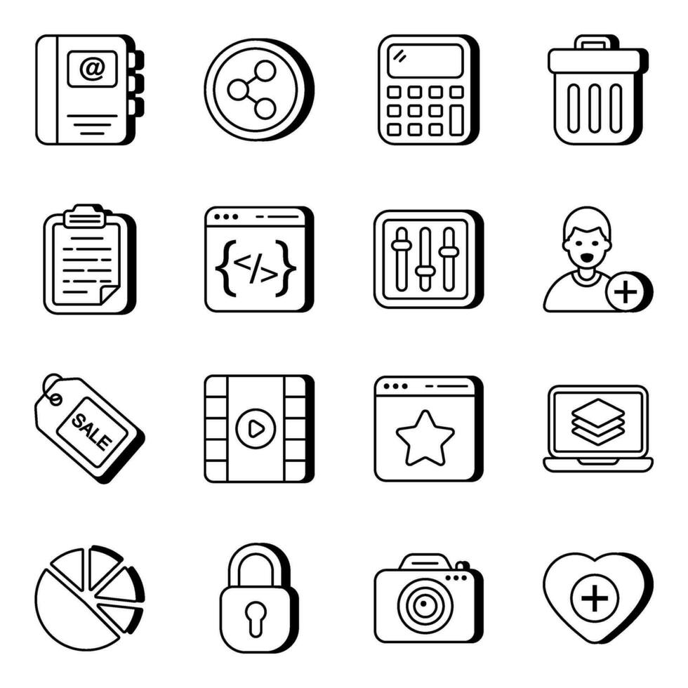 Pack of Tools Linear Icons vector
