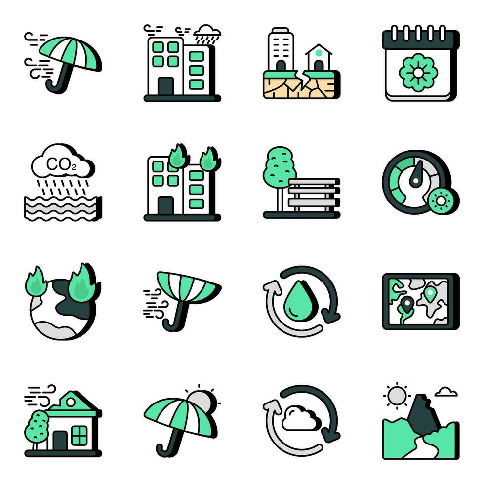 Pack of Weather Prediction Flat Icons vector