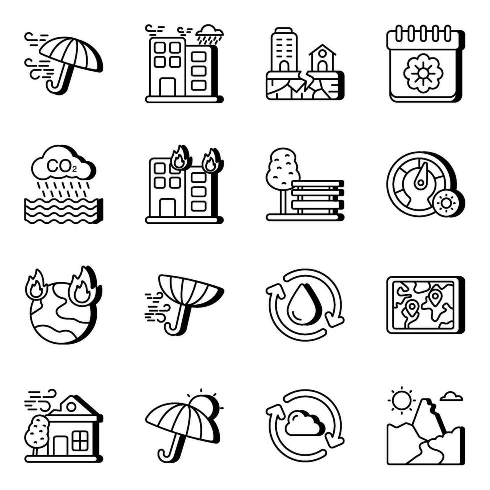 Pack of Weather Prediction Linear  Icons vector