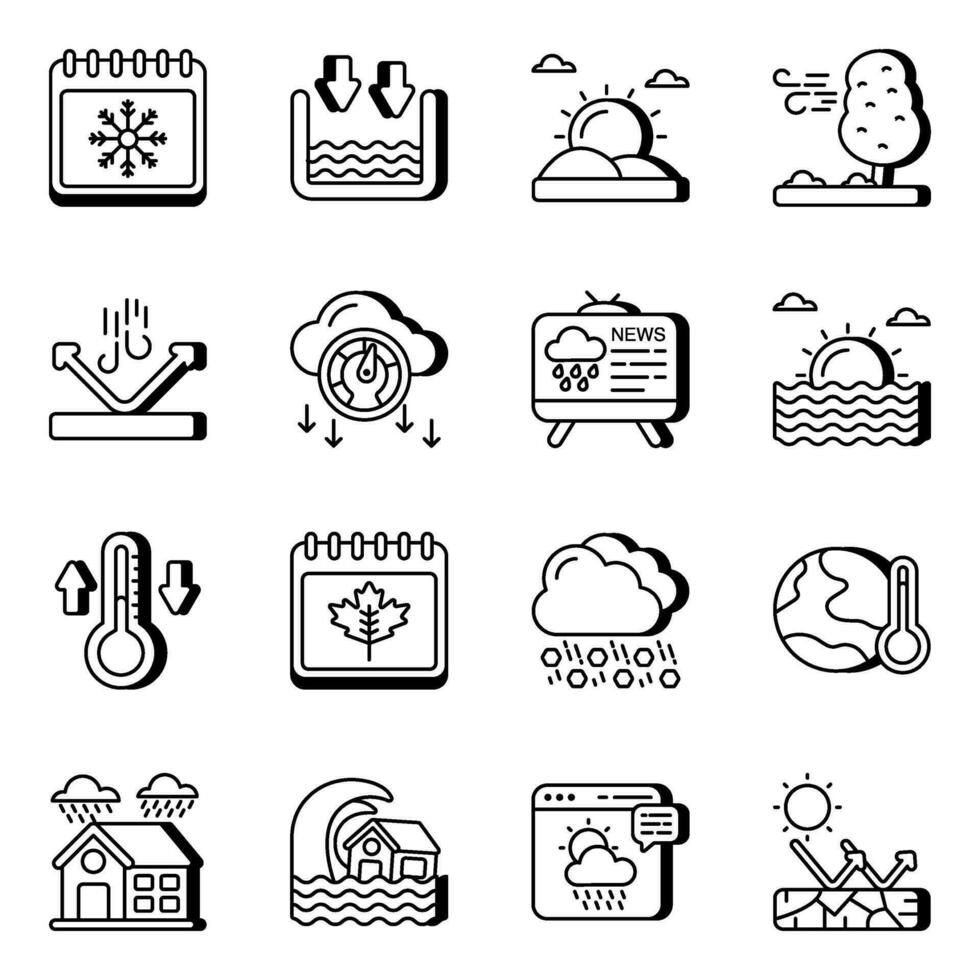 paquete de meteorología lineal íconos vector