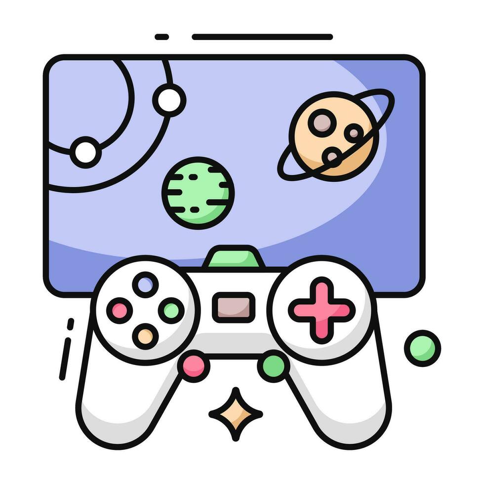Vector design of space video gaming, flat design icon