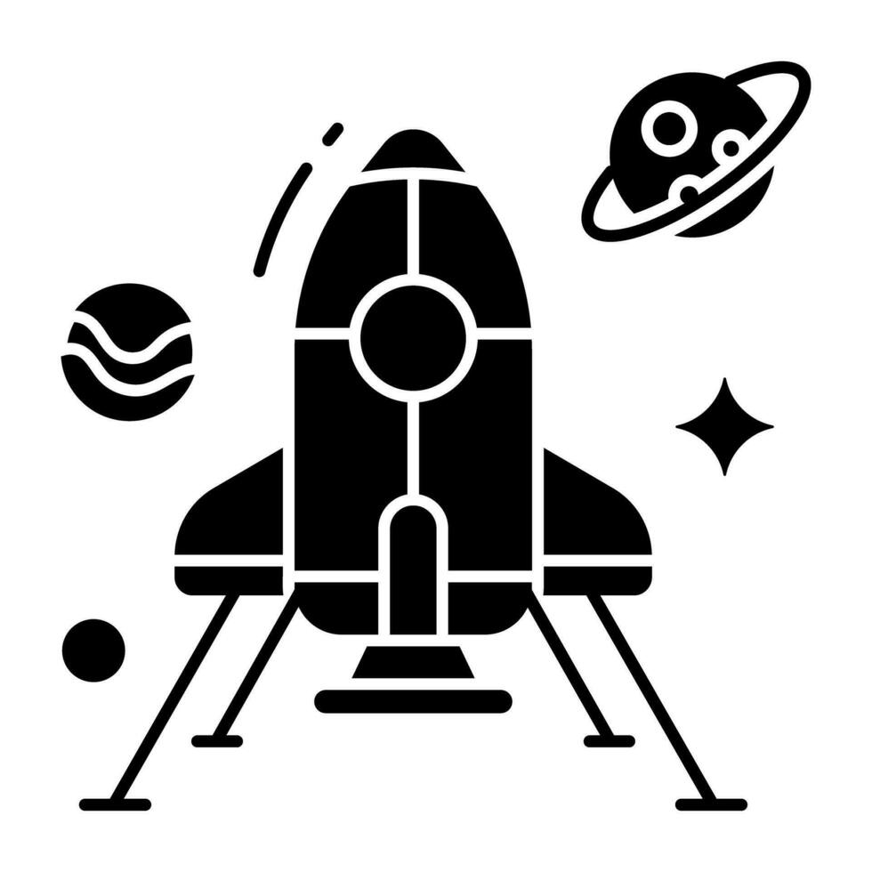 Conceptual solid design icon of rocket vector