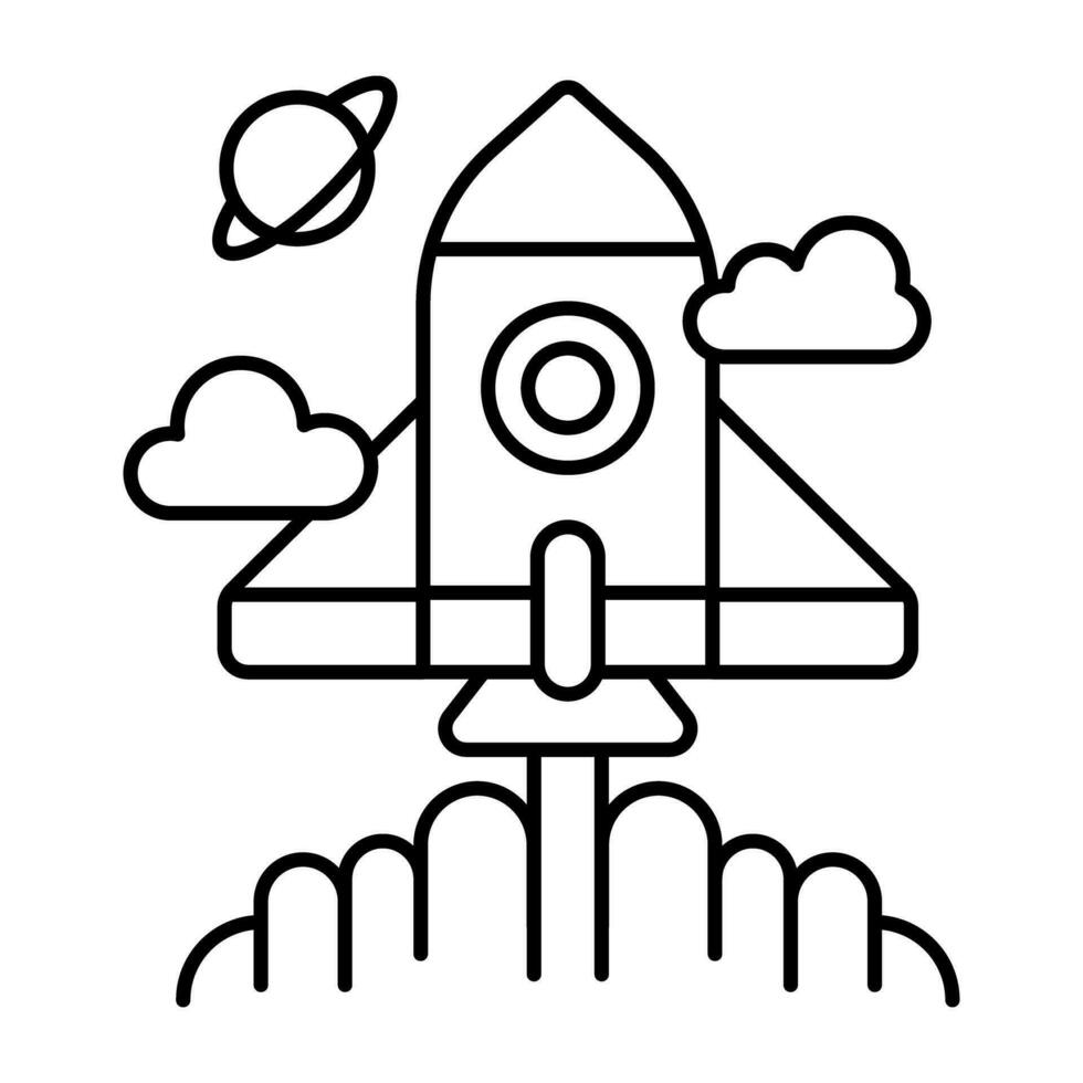 Conceptual linear design icon of rocket vector