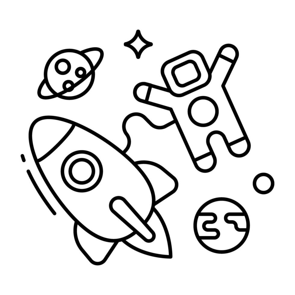Conceptual linear design icon of rocket vector