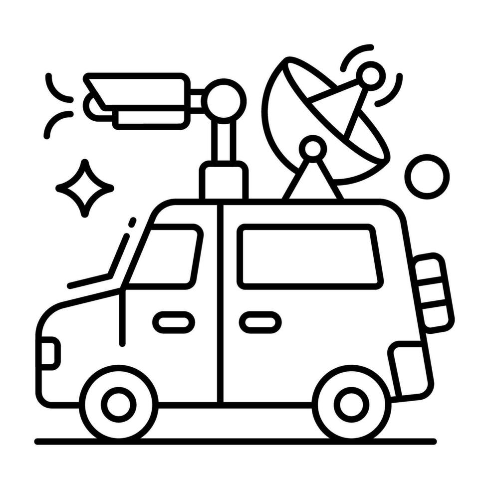 un creativo diseño icono de satélite camioneta vector