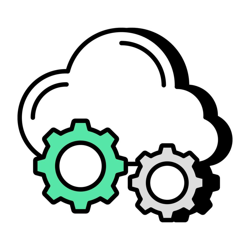 Conceptual flat design icon of cloud setting vector