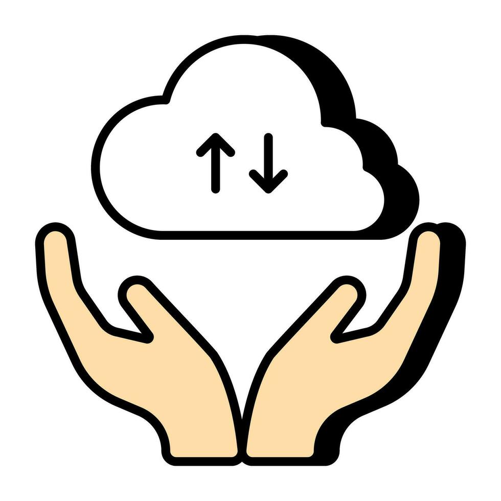 Editable design icon of cloud data transfer vector