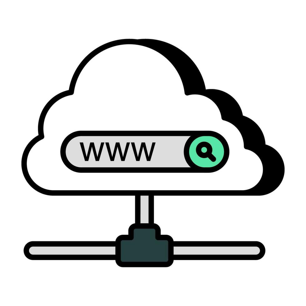 ícono de navegador en la nube en diseño plano vector