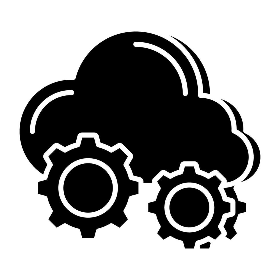 Conceptual solid  design icon of cloud setting vector