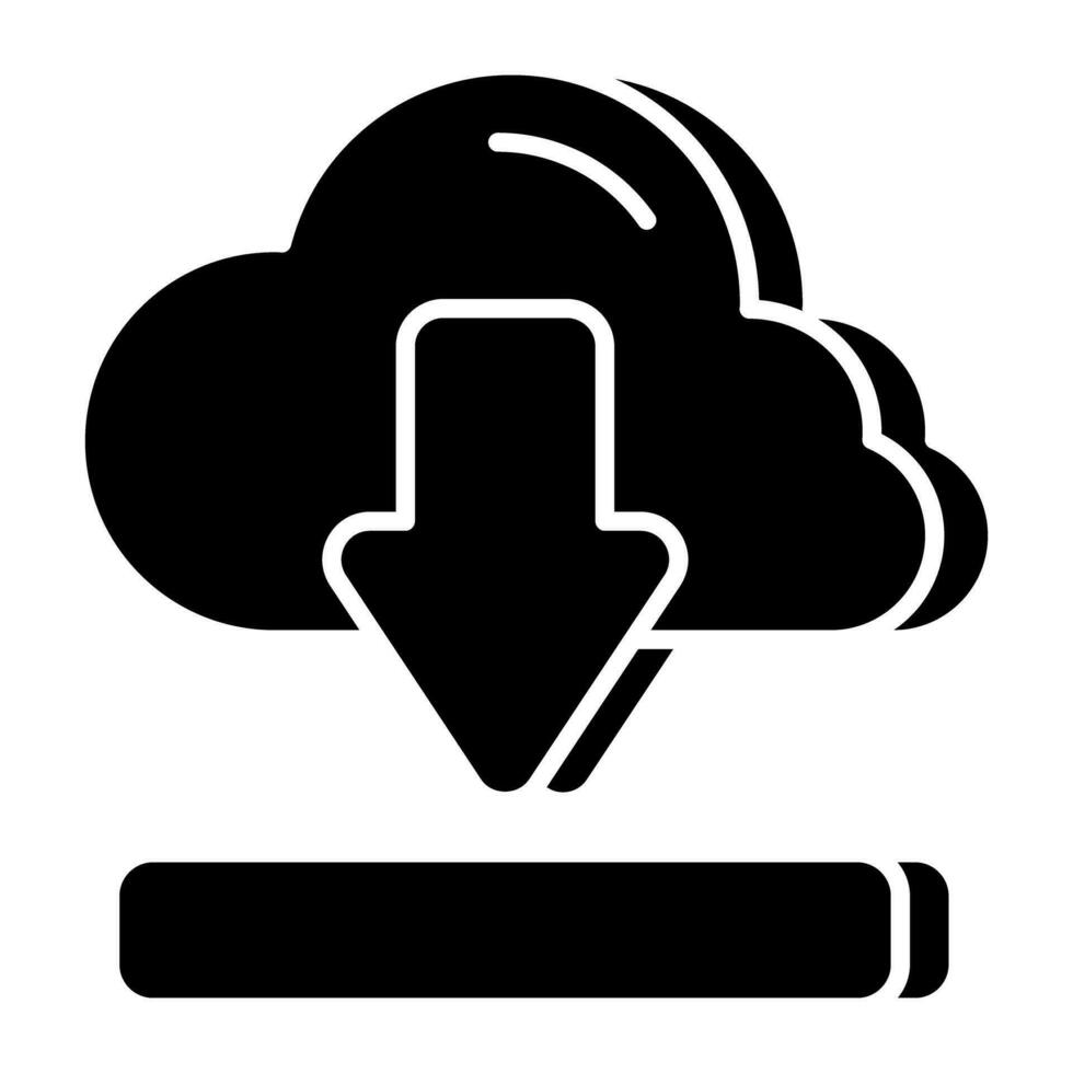 Conceptual solid design icon of cloud download vector