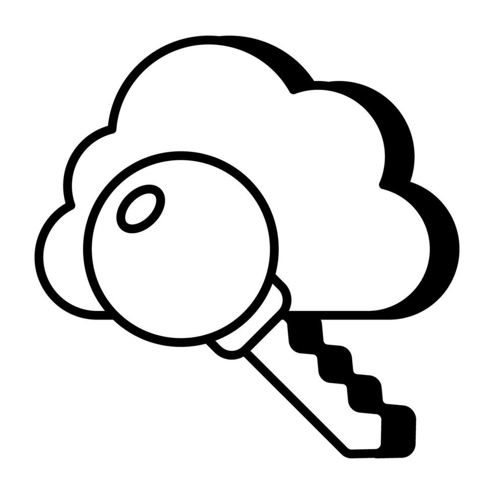 Editable design icon of cloud key vector