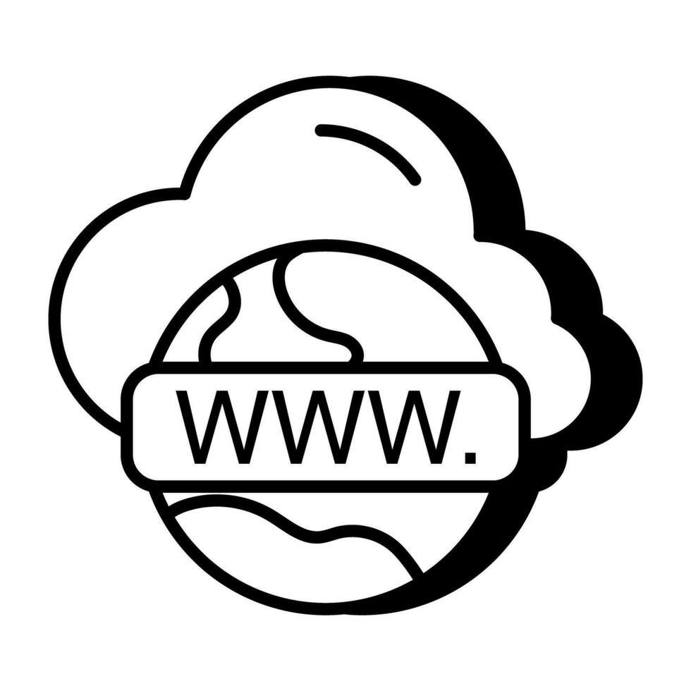ícono de navegador en la nube en diseño plano vector