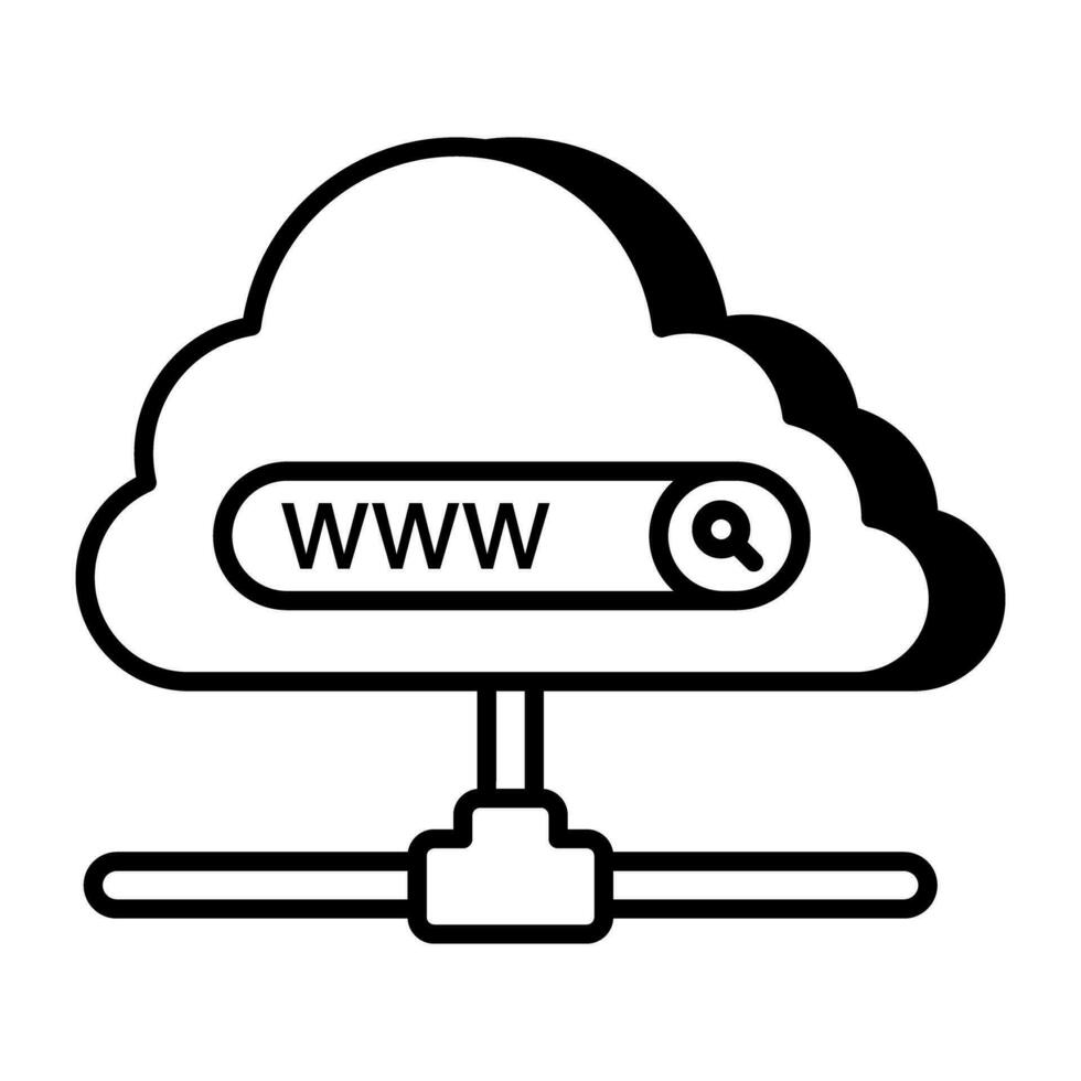 ícono de navegador en la nube en diseño plano vector