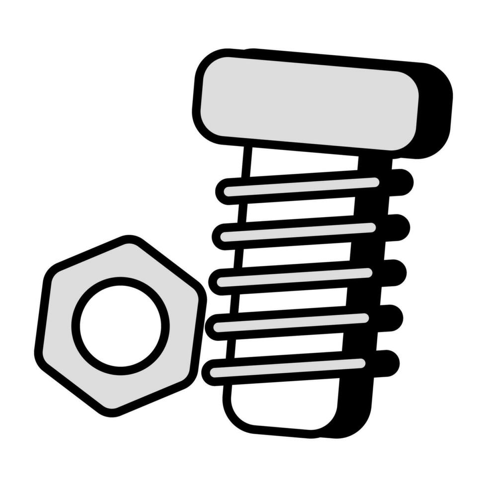 A flat design icon of nut bolt vector