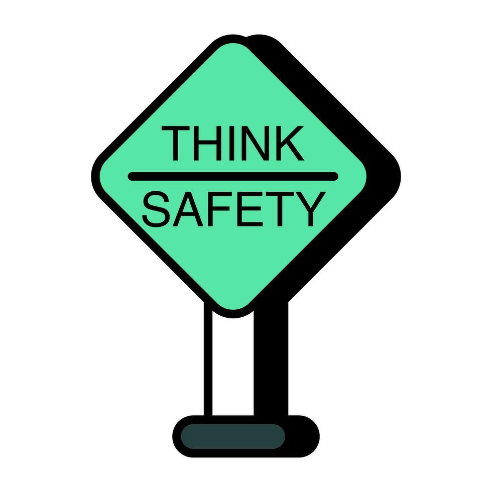 A flat design icon of think safety board vector