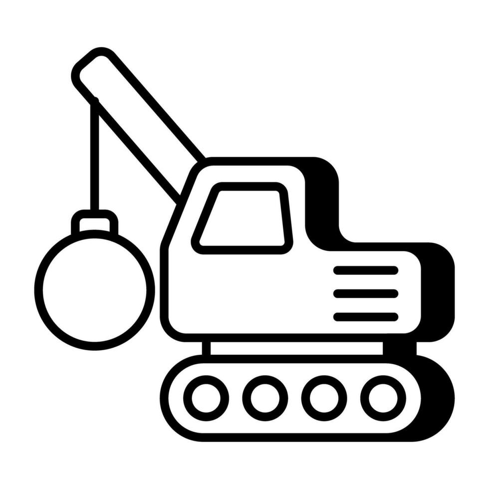 An icon design of wrecking ball with vehicle, bulldozer vector