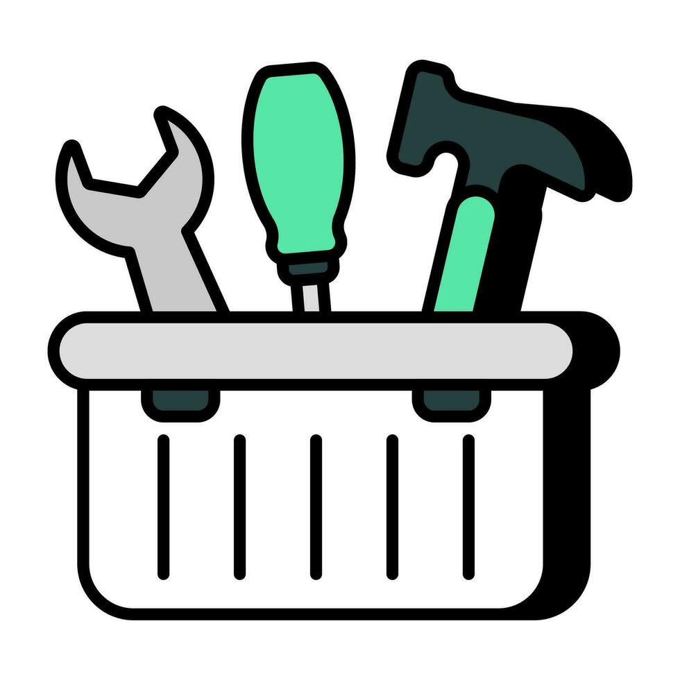 A flat design icon of toolkit vector