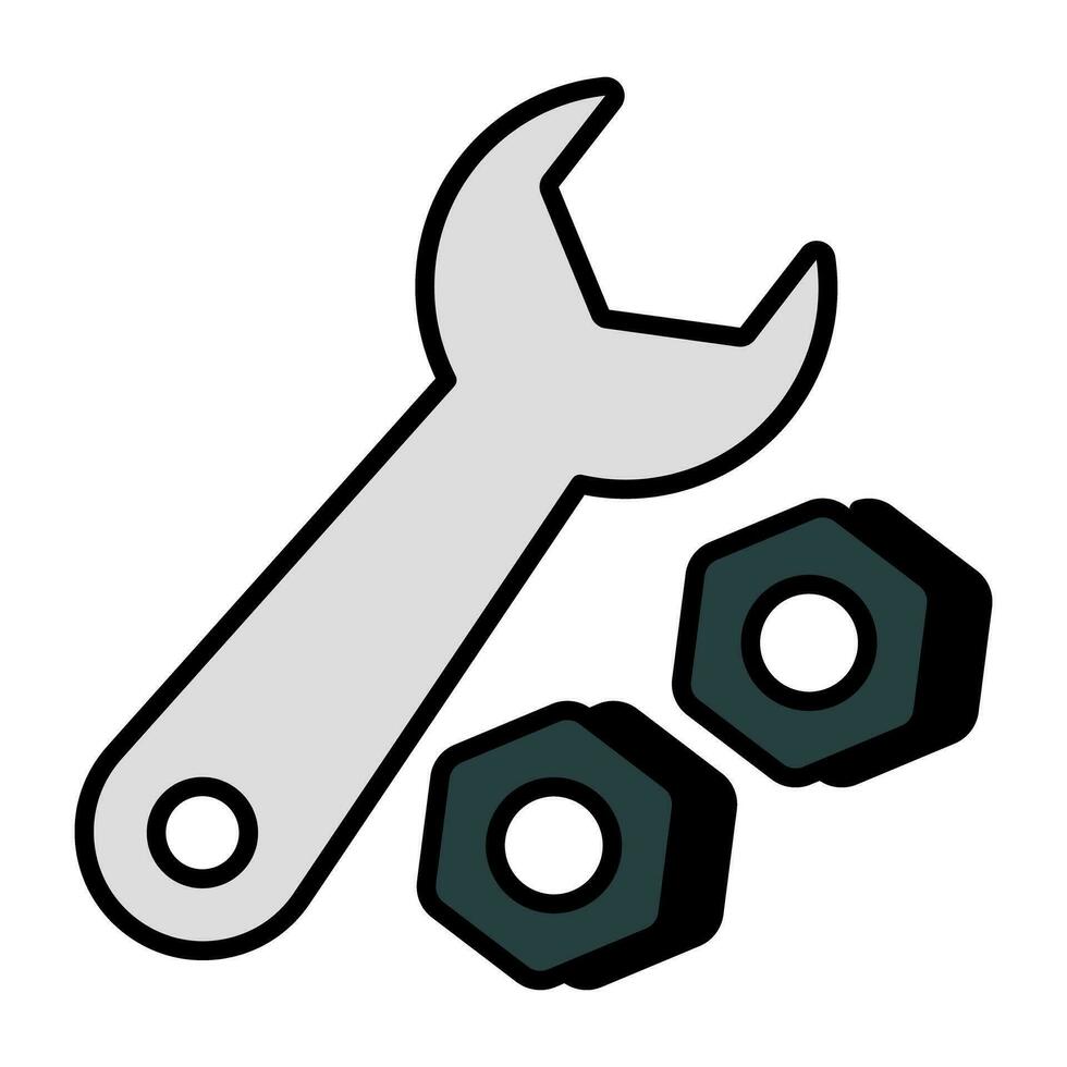 Editable design icon of wrench vector