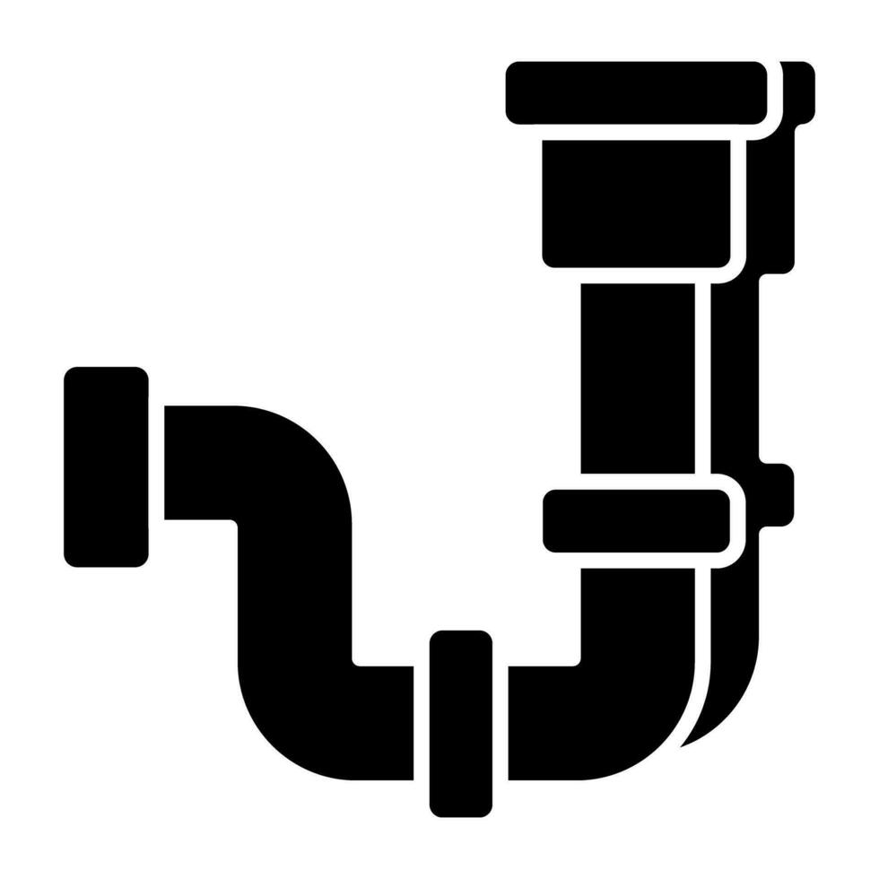 A glyph design icon of plastic pipe valve vector