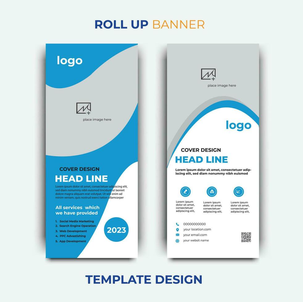 Roll up business template layout brochure leaflet-vector, abstract background, modern x-banner, rectangle size vector