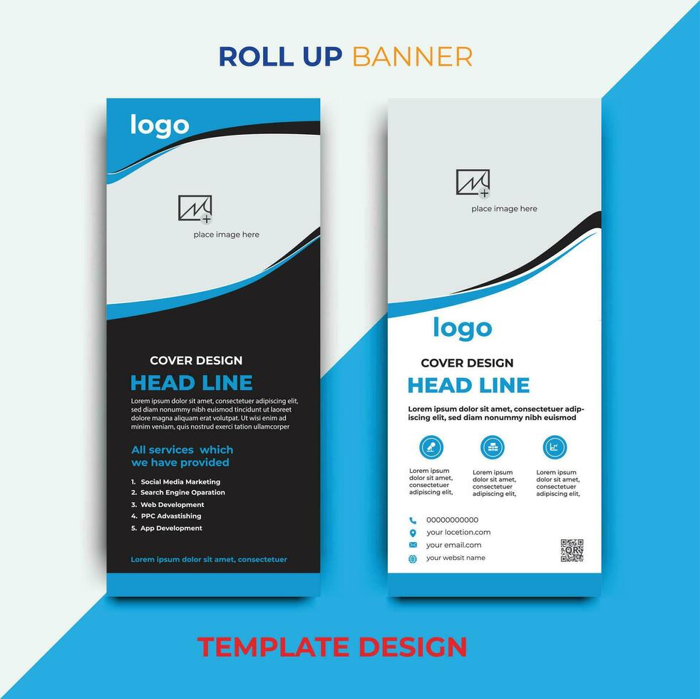 Roll up business template layout brochure leaflet-vector, abstract background, modern x-banner, rectangle size vector