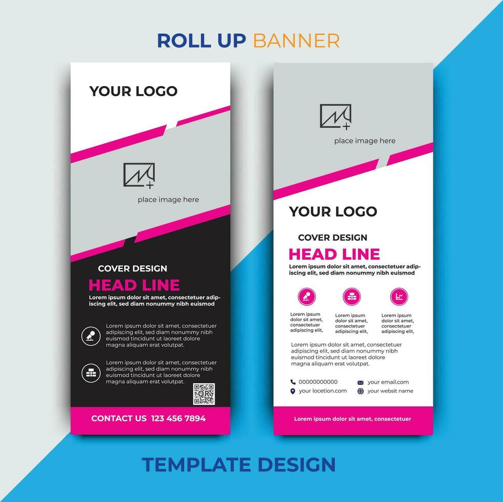 Roll up business template layout brochure leaflet-vector, abstract background, modern x-banner, rectangle size vector