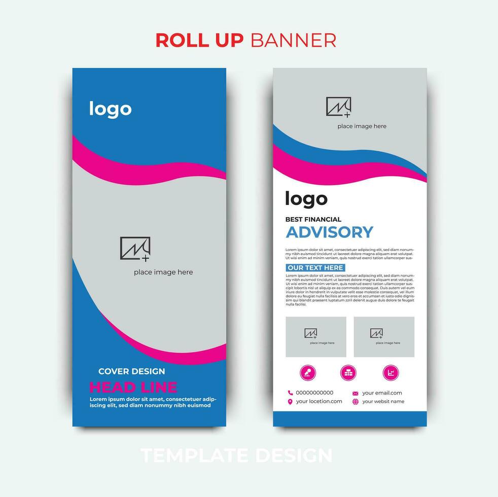 Roll up business template layout brochure leaflet-vector, abstract background, modern x-banner, rectangle size vector