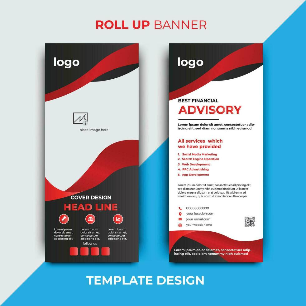 Roll up business template layout brochure leaflet-vector, abstract background, modern x-banner, rectangle size vector