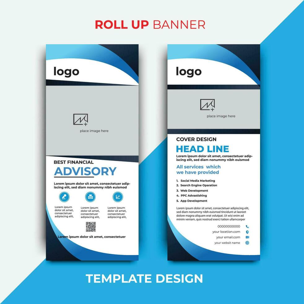 Roll up business template layout brochure leaflet-vector, abstract background, modern x-banner, rectangle size vector
