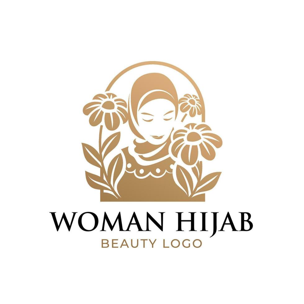 Beautiful Hijab Woman Logo Template vector