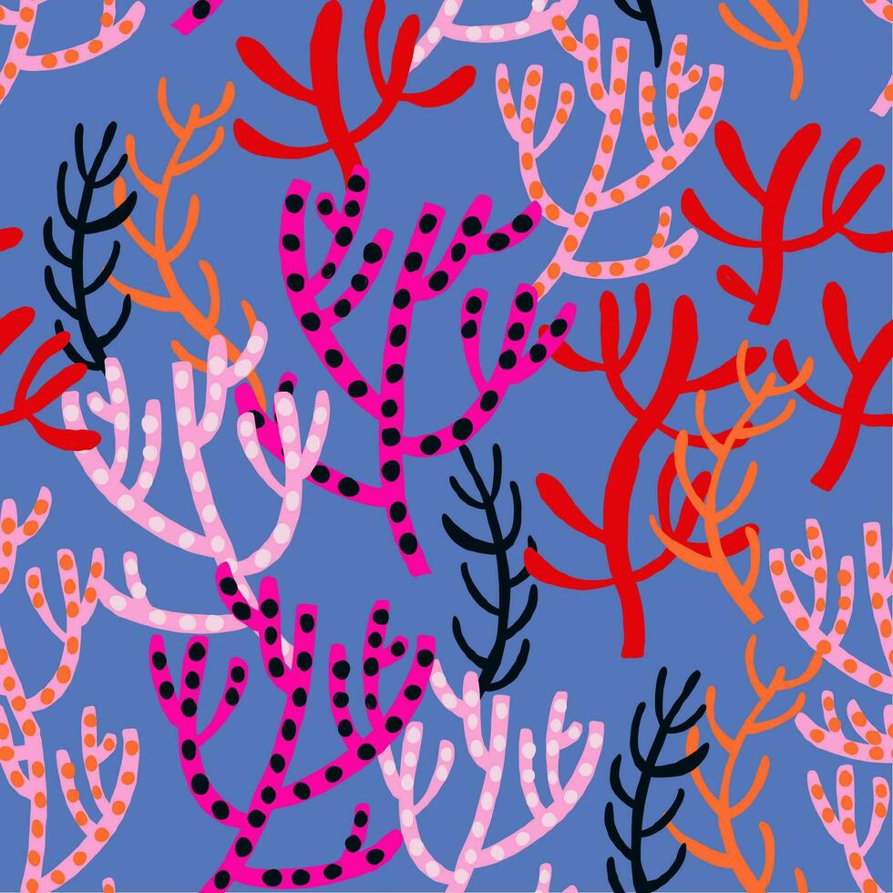 hermosa mano dibujado corales sin costura patrón, submarino fondo, genial para textiles, bandera, fondos de pantalla, envase - vector diseño