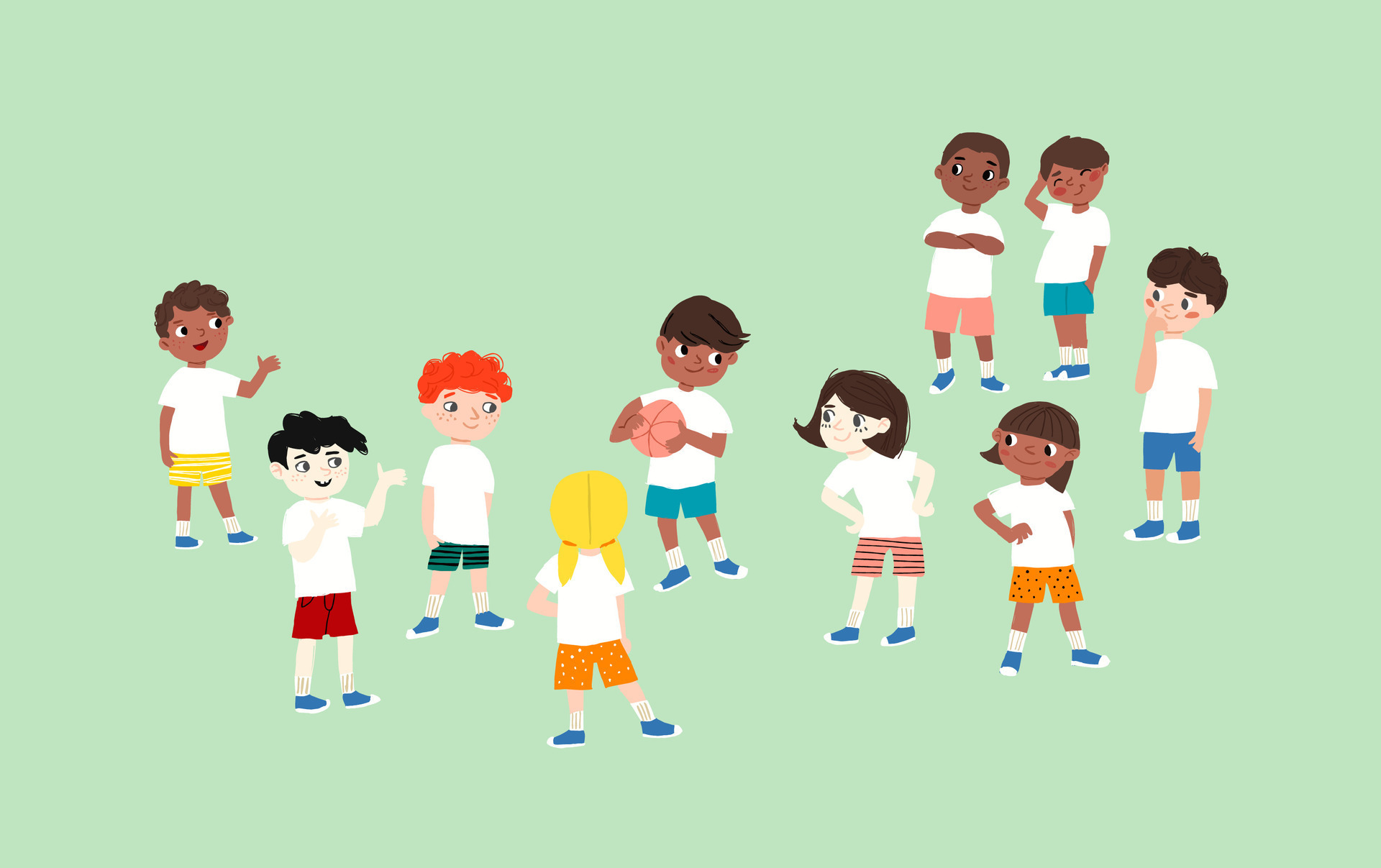 Illustration of Kids Kicking Soccer Ball Outdoors in the Field 25839186