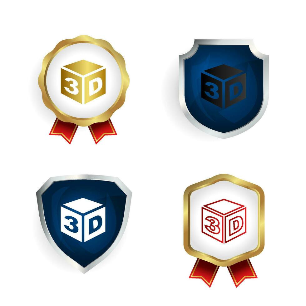 Abstract 3D Model Badge and Label Collection vector