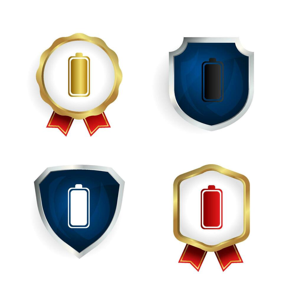 Abstract Battery Complete Badge and Label Collection vector