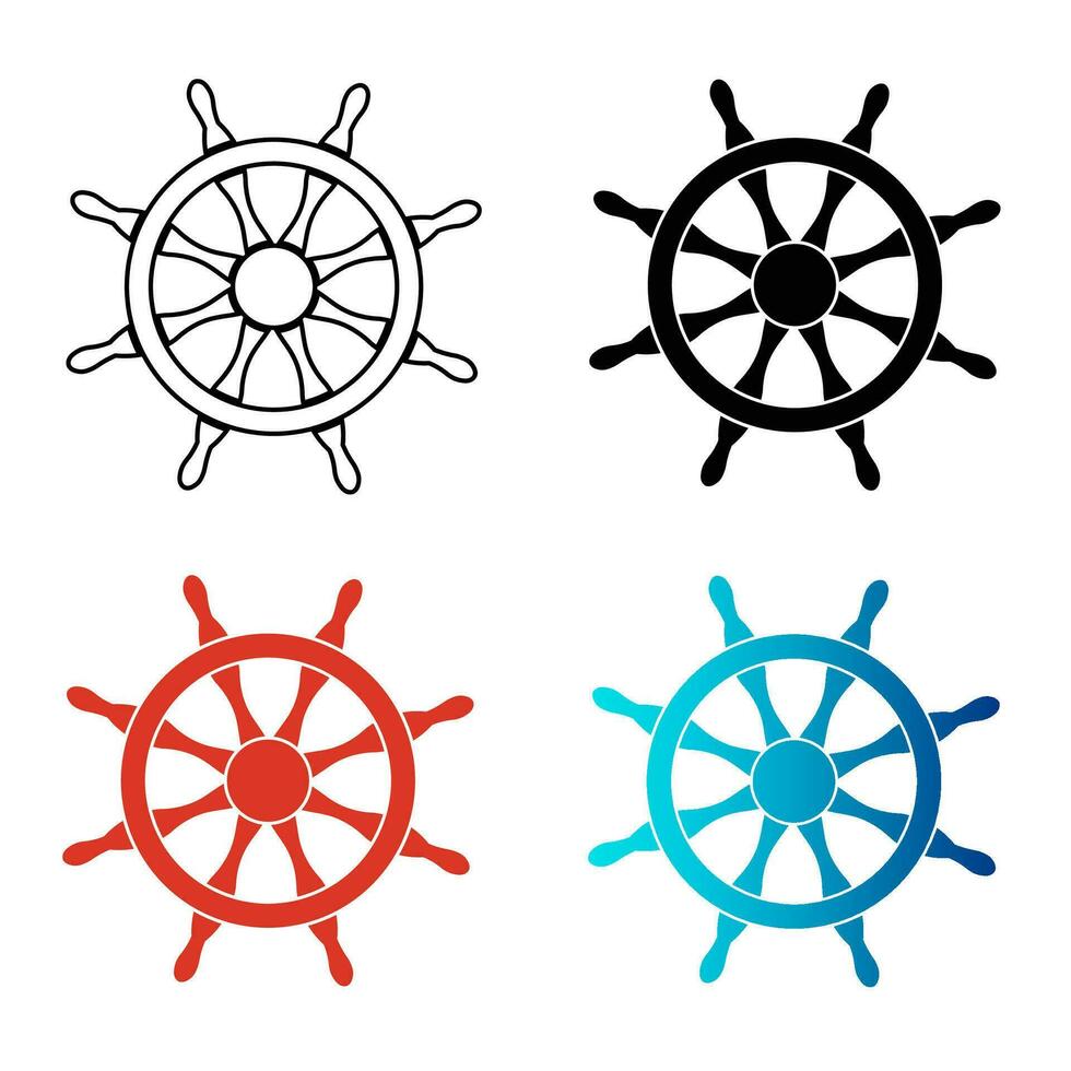 Abstract Boat Steering Wheel Silhouette Illustration vector