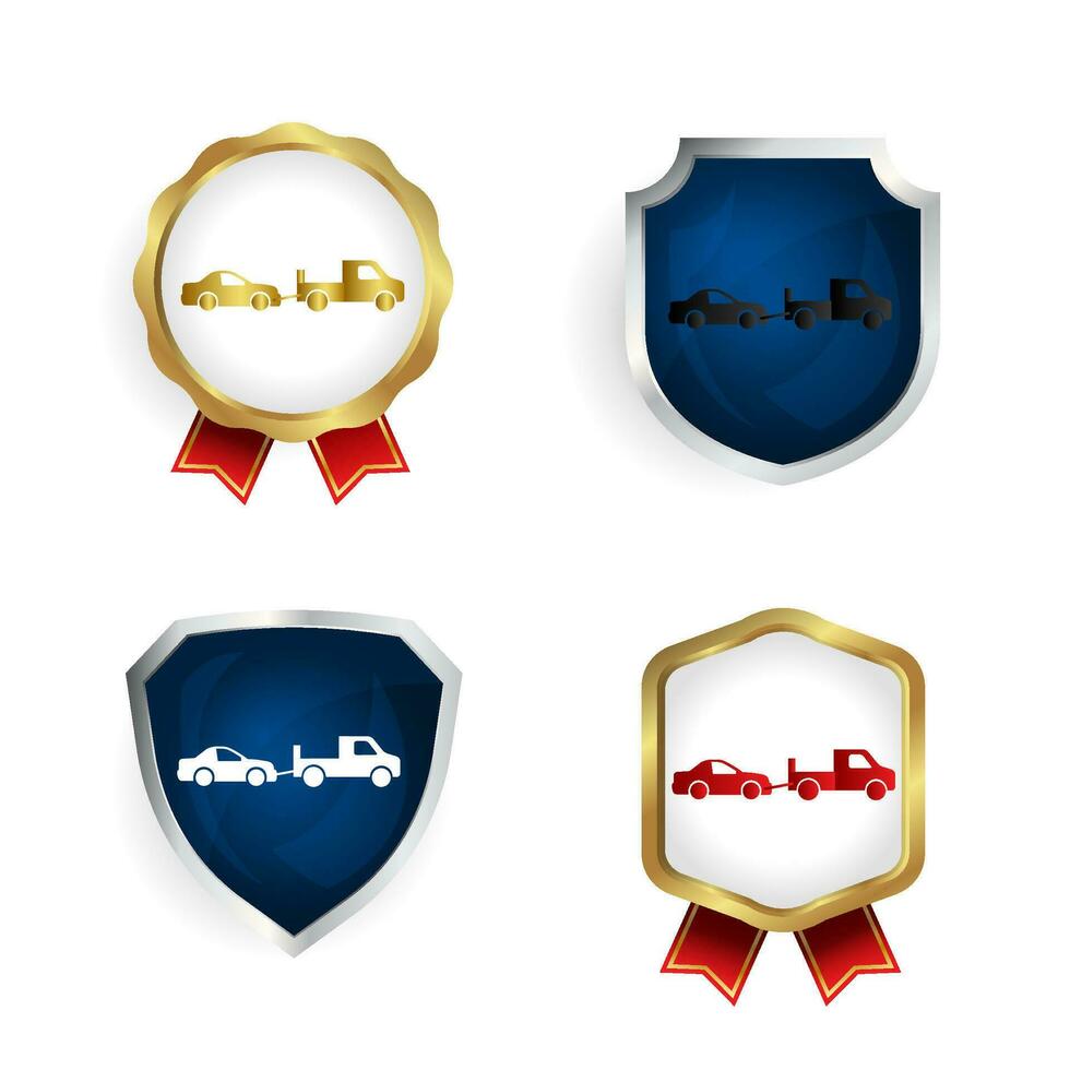 Abstract Car Towing Badge and Label Collection vector