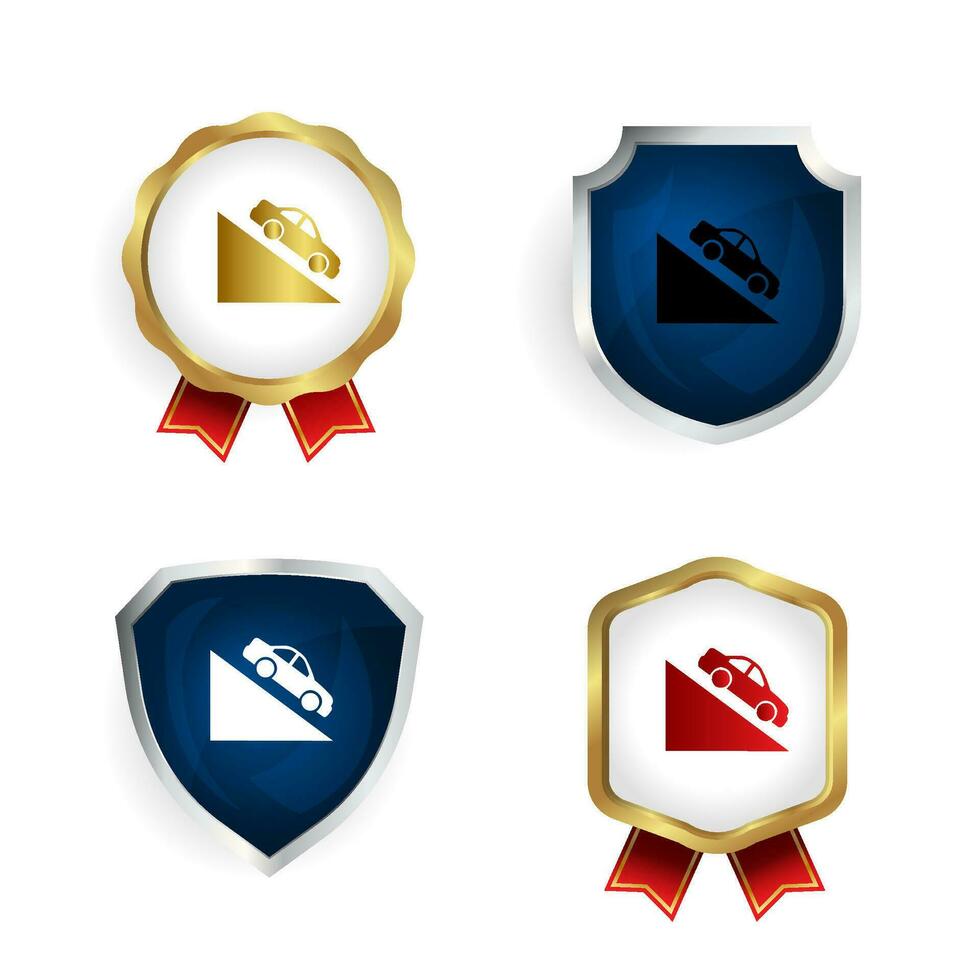 Abstract Car on The Hill Badge and Label Collection vector