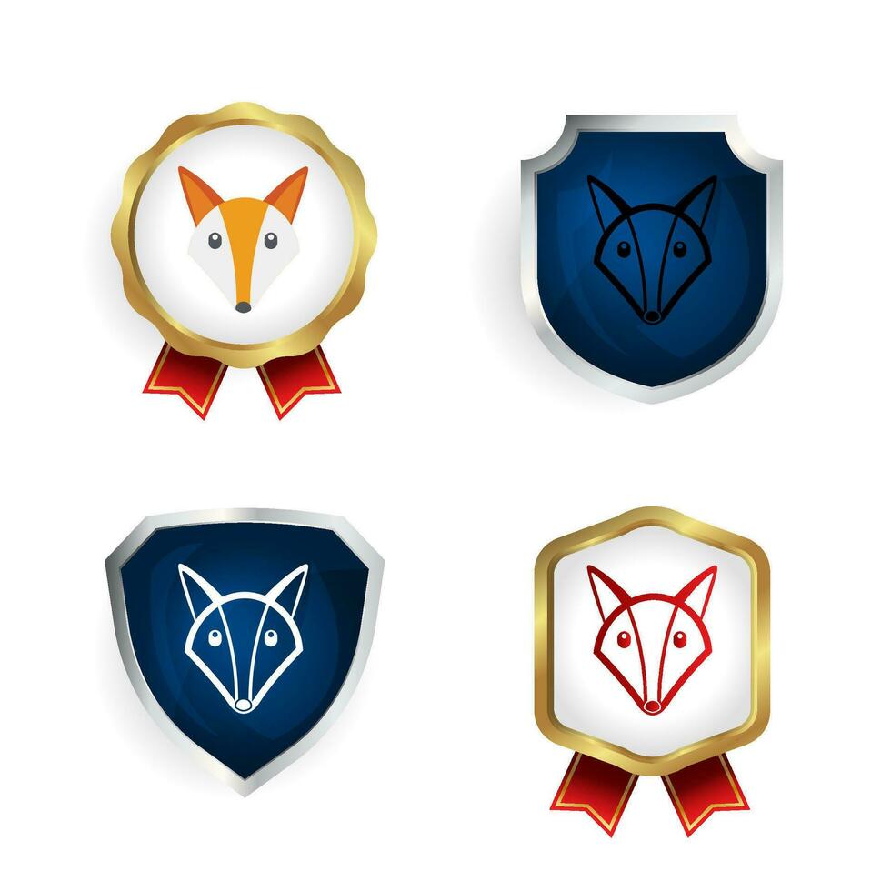 Abstract Flat Fox Head Badge and Label Collection vector