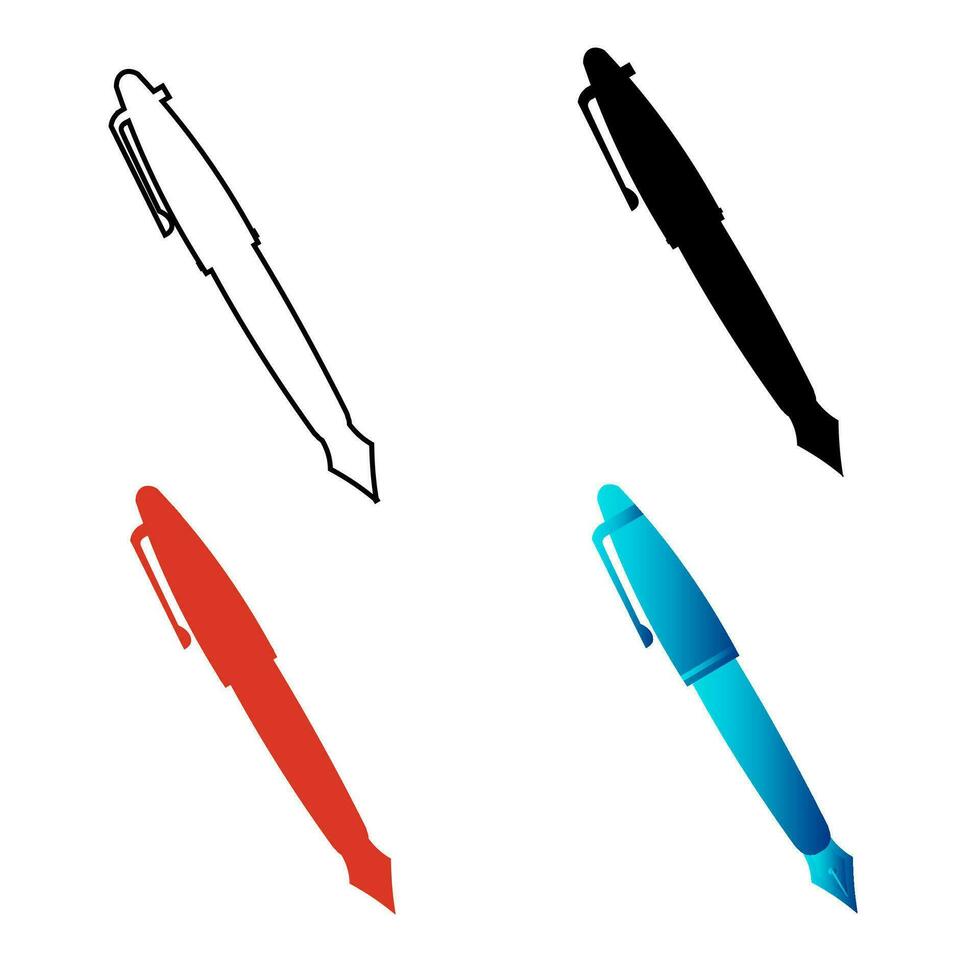 Abstract Fountain Pen Silhouette Illustration vector